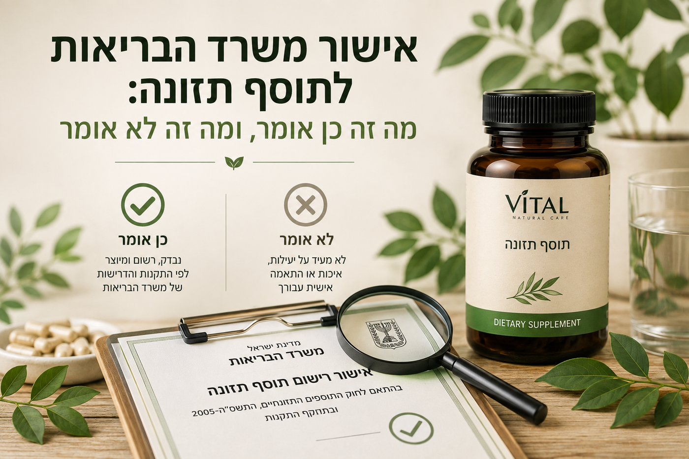 אישור משרד הבריאות לתוסף תזונה: מה זה כן אומר, ומה זה לא אומר
